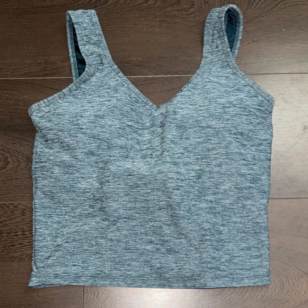Senita Athletics Heathered Teal Dynamic Crop Tank